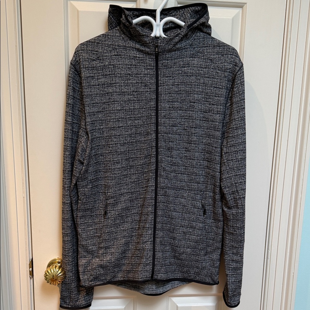 Lululemon sz M zip up hoodie - black white pattern - secure zip front pkts